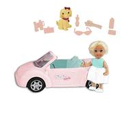 ODS-44409 Mini poupée de 12 cm. Voiture Cabriolet à Roues Libres avec Portes ouvrables et Accessoires, 44409, Rose, Bleu Ciel