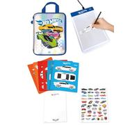ODS Hot Wheels - Set de planche à dessin lumineuse avec étui | Câble USB inclus, 20 feuilles à dessin, 6 feuilles de silhouettes, feuille d'autocollants, pour enfants de 3 ans et plus