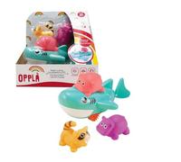 ODS - Opplà - Jeu de Bain de Requin à remontage Manuel avec 3 Animaux en PVC, âge recommandé 12 m +