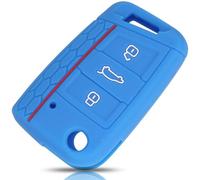 ODSMBK Étui de clé de Voiture en Silicone pour Porte-clés pour VW pour Polo pour Golf 7 MK7 pour Skoda pour Octavia Combi A7 pour Seat Leon Ibiza CUPTRA 2016 Porte-clés Protecteur de Sac-Dark Blue