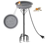 ODSNANIE Bain d'oiseaux chauffant pour l'extérieur de l'hiver, puissant thermostat de 100 W avec base en métal à 5 broches pour jardin, terrasse, cour, pelouse (gris)