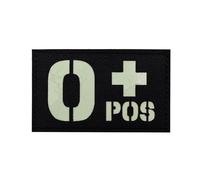 ODSP O Positive Blood Type Patchs Lumineux Glow in The Dark Laser Cut Blood Type O+ Pos Appliques, Tactique Militaire Moral Badges Fixation Crochet et Boucle Arrière