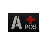 ODSS Patchs lumineux pour groupe sanguin positif qui brille dans le noir infrarouge infrarouge réfléchissant découpé au laser Type sanguin A+ Pos Appliques, badges tactiques militaires de fixation