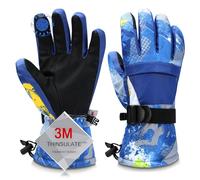Odtmger Gants de Ski, Gants de Neige imperméables et Chauds pour l'hiver, Gants compatibles écrans tactiles pour Parents et Enfants, adaptés au Ski et au Snowboard