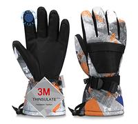 Odtmger Gants de Ski, Gants de Neige imperméables et Chauds pour l'hiver, Gants compatibles écrans tactiles pour Parents et Enfants, adaptés au Ski et au Snowboard