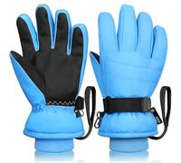 Odtmger Gants de ski, Imperméables, Compatibles avec les écrans tactiles, Remplis de coton chaud pour l’hiver, Avec cordon anti-perte pour parents et enfants