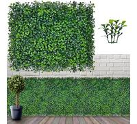 ODTORY Panneaux de toile de fond murale en buis avec gazon artificiel, 40,6 x 30,5 cm, 12 p (1,6 m²) et anti-UV, pour décoration murale d'intérieur et d'extérieur, clôture en lierre