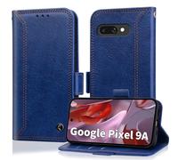 Oduio Coque pour Google Pixel 9a Etui Housse Portefeuille [RFID Blocage] Housse en PU Cuir Vintage Double Stitch Business Etui à Rabat Case [Fentes pour Cartes] [Pochette de Portefeuille] -Bleu