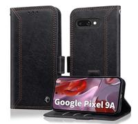 Oduio Coque pour Google Pixel 9a Etui Housse Portefeuille [RFID Blocage] Housse en PU Cuir Vintage Double Stitch Business Etui à Rabat Case [Fentes pour Cartes] [Pochette de Portefeuille] -Noir
