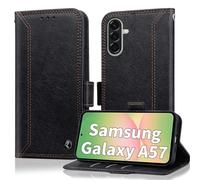 Oduio Coque pour Samsung A57 5G Etui Housse Portefeuille [RFID Blocage] Housse en PU Cuir Double Stitch Business Etui à Rabat Case for Samsung Galaxy A57 6.7 Pouces 2026 [Fentes pour Cartes] -Noir