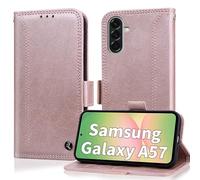 Oduio Coque pour Samsung A57 5G Etui Housse Portefeuille [RFID Blocage] Housse en PU Cuir Double Stitch Business Etui à Rabat Case for Samsung Galaxy A57 6.7 Pouces 2026 [Fentes pour Cartes] -Rose