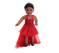 odulu Vêtements de poupée pour poupée américaine de 18 Pouces-Robe de Princesse en Organza,Accessoire pour poupée de 43 à 46cm-1 pièce-Rouge