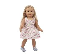 odulu Vêtements de poupée pour poupée américaine de 18 Pouces-Robe de Princesse imprimée de Fleurs,Accessoire pour poupée de 43 à 46cm-1 pièce-Blanc