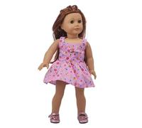 odulu Vêtements de poupée pour poupée américaine de 18 Pouces-Robe de Princesse imprimée de Fleurs,Accessoire pour poupée de 43 à 46cm-1 pièce-Rose