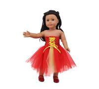 odulu Vêtements de poupée pour poupée américaine de 18 Pouces-Robe de Princesse Rouge en Gaze,Accessoire pour poupée de 43 à 46cm-1 pièce