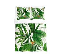 Oduo 3 Pièces Sets Parure de Lit 2 Personnes Housse de Couette avec Fermeture Éclair - 3D Imprimé en Microfibre avec 2 Taie d'oreiller 65x65cm (Strélitzia,220x240+65x65cm)