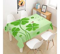 Oduo 3D Nappe Rectangulaire Antifouling Nappe en Table Polyester Impermeable Résistant Multi-usages Lavable pour Extérieur ou Intérieur Table de Salle à Manger (Trèfle à Quatre Feuilles,140x140cm)