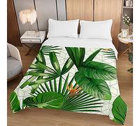 Oduo Boutis Couvre Lit Matelassé de Luxe, 3D Dessus de Lit Microfibre Couverture Climatisation Couette Parure de Lit Èté Canapé l'Air Conditionné Courtepointe (Vert Tropical,220x240cm)