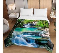 Oduo Boutis Couvre Lit Matelassé de Luxe, 3D Dessus de Lit Microfibre Couverture Climatisation Couette Parure de Lit Èté Canapé l'Air Conditionné Courtepointe (Paysages de la Jungle,220x240cm)