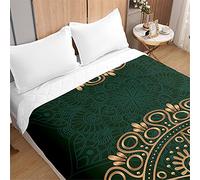 Oduo Couvre Lit Matelassé de Luxe, Mandala Dessus de Lit 1/2 Personnes Microfibre Couverture de Lit Climatisation Printemps Èté Jeté de Lit Courtepointe Boutis (Vert foncé élégant,220x240cm)