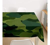 Oduo Nappe Imperméable Polyester Rectangulaire, Anti Tache Anti-Moisissure Anti-Poussière Antifouling Lavable et Facile d'entretien Cuisine Fête,Motif Abstrait (Camouflage Vert armée,140x240cm)