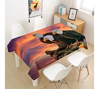 Oduo Nappe Imperméable Polyester Rectangulaire, Nappe à imprimé Animal Anti Tache Anti-Poussière Antifouling Lavable et Facile d'entretien Cuisine Fête (90x90cm,Aigle)