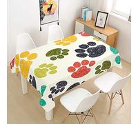 Oduo Nappe Imperméable Polyester Rectangulaire, Nappe à imprimé Chien Antitache Anti-Moisissure Antifouling Lavable et Facile d'entretien Cuisine Fête (Patte de Chien de Couleur,140x240cm)