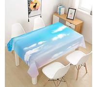 Oduo Nappe Imperméable Polyester Rectangulaire, Nappe imprimé Ciel Antitache Anti-Moisissure Antifouling Lavable et Facile d'entretien Cuisine Fête (journée ensoleillée,60x60cm)