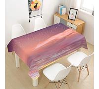 Oduo Nappe Imperméable Polyester Rectangulaire, Nappe imprimé Ciel Antitache Anti-Moisissure Antifouling Lavable et Facile d'entretien Cuisine Fête (Lumière du Soleil couchant,140x140cm)