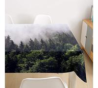Oduo Nappe Imperméable Polyester Rectangulaire, Nappe Imprimée Couleur Montagne Antitache Anti-Moisissure Antifouling Lavable et Facile d'entretien Cuisine Fête (Forêt Verte,90x90cm)