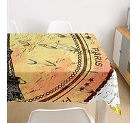 Oduo Nappe Imperméable Polyester Rectangulaire, Nappe imprimée Tour Eiffel Antitache Anti-Moisissure Antifouling Lavable et Facile d'entretien Cuisine Fête (Montre de Poche Vintage,100x140cm)