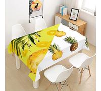 Oduo Nappe Imperméable Polyester Rectangulaire, Nappe Motif Ananas 3D Anti Tache Anti-Poussière Antifouling Lavable et Facile d'entretien Cuisine Fête (Chair d'ananas,140x200cm)