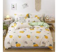 Oduo Parure de Lit 4 Pieces, Ensemble de Literie avec Housse de Couette, Taies d'oreiller et Drap Plat - 1 ou 2 Personnes Parure de Lit pour Adulte Fille Garçon (Citron aux Fruits,220x240cm)
