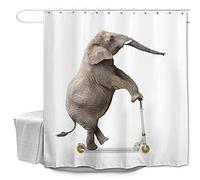 Oduo Rideaux de Douche Anti Moisissure, 3D Éléphant Imprimé Rideau de Douche Impermeable Rideaux de Salle de Bain avec 10-12 Crochets - Lavable en Machine (Motif Éléphant,150x180cm)