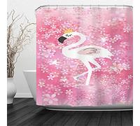 Oduo Rideaux de Douche Anti Moisissure, 3D Flamant Imprimé Rideau de Douche Impermeable Rideaux de Salle de Bain avec 10-12 Crochets - Lavable en Machine (Fleur de Cerisier Rose,180x200cm)