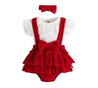 Odziezet Ensemble de vêtements pour bébé, jupe à manches courtes, bandeau, ensemble trois pièces, adapté aux enfants de 0 à 12 mois