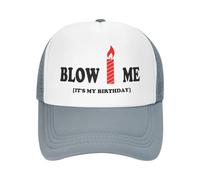 OEBANQGIV Souffle-Moi C’est Mon Anniversaire Imprimé Chapeau Vinta ge Trucker Casquettes de Baseball Humory Snapback Casquettes Papa en Coton lavé