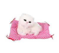 OEBUAFI 1 Pièces Mini Simulation Sonnant Chaton Assis en Peluche Chat en Peluche Poupée Chaton en avec Son intégré pour Enfants Jouets Cadeaux D'anniversaire Décoration (Un chat assis appellera blanc)
