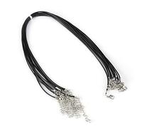 OEBUAFI 10 Pièces Corde de Cire Collier Cordon ciré Chaîne pour la Fabrication de Bijoux à Bricoler Soi-même avec Fermoir Mousqueton Chaîne D'extension Longueur Réglable 18 Pouces 1,5 (Black)