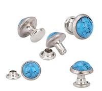 OEBUAFI 50pcs Rivets Turquoise, Goujons de Boutons Turquoise Artificiels avec Support argenté, Pointes Rondes pour L'artisanat de Bricolage, Décorations de Chaussures de Sac de Bracelet (16)