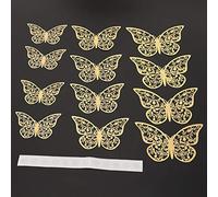 OEBUAFI Autocollants Muraux Papillon Creux en PVC de Haute qualité, Adorable Décoration D'intérieur pour Salon Chambre à Coucher, 12 Pièces, or Rose, Facile à Utiliser