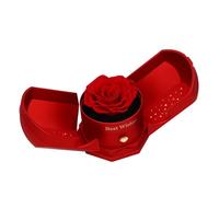 OEBUAFI Boîte à Bague Rose éternelle, Coffret à Bijoux avec Fleur (S Rouge)