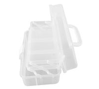 OEBUAFI Boîte à Outils Pliante Transparente à Trois Couches, Boîte de Rangement en Plastique Durable, Organisateur à Poignée Portable pour Accessoires D'outils de Papeterie D'artisanat D'art (WHITE)