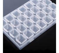 OEBUAFI Boîte de Rangement de Bijoux en Plastique Transparent à 28 Emplacements, Organisateur Compact pour Pilules et Bijoux, Facile à Transporter et à Nettoyer