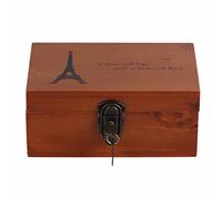 OEBUAFI Boîte de Rangement en Bois avec Mots Français, Tour de Fer, Figurine de Dessin animé, Boîte de Papeterie de Style Vintage pour Accessoires de Photographie de Bijoux en (Tour en Fer grillé)