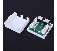 OEBUAFI Boîtier de Montage RJ45-8P8C avec Coins Flexibles pour Plaques Murales Réseau et Prises de Surface, Adaptateur de Câble D'extension de Bureau à 2 Ports pour Zone de Travail, Matériau ABS Blanc