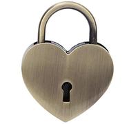 OEBUAFI Cadenas en Forme de Cœur en Métal Vintage, 45x59mm, avec clé, pour Boîte à Bijoux, Journal Intime, Petite Collection de Bagages, Cadeau pour Amis et Enfants (Bronze)