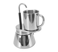 OEBUAFI Cafetière Italienne en Acier Inoxydable, Ensemble de 6 Tasses, Percolateur à pour Plaque de Cuisson, 220ML, avec Système D'infusion Alimentaire pour Usage Domestique et Extérieur