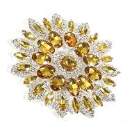 OEBUAFI Décoration en Strass en Verre de Cristal, Chaîne en Strass, Garniture en, Sangle en avec Coupe Lisse, Surface Brillante pour Bricolage, Vêtements, (Base en argent cristal jaune)