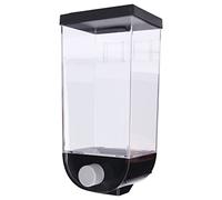 OEBUAFI Distributeur carré de Nourriture Sèche, Récipient de Stockage de Céréales Mural avec Bouton de Commande et Design Transparent, pour Graines de Riz de Cuisine, Perles de Lessive (1.5L)